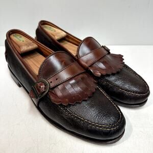 NEW HEELS Rancourt & Co x HS Trask Handsewn Buckle Kiltie Loafer Moc USA 11.5 D